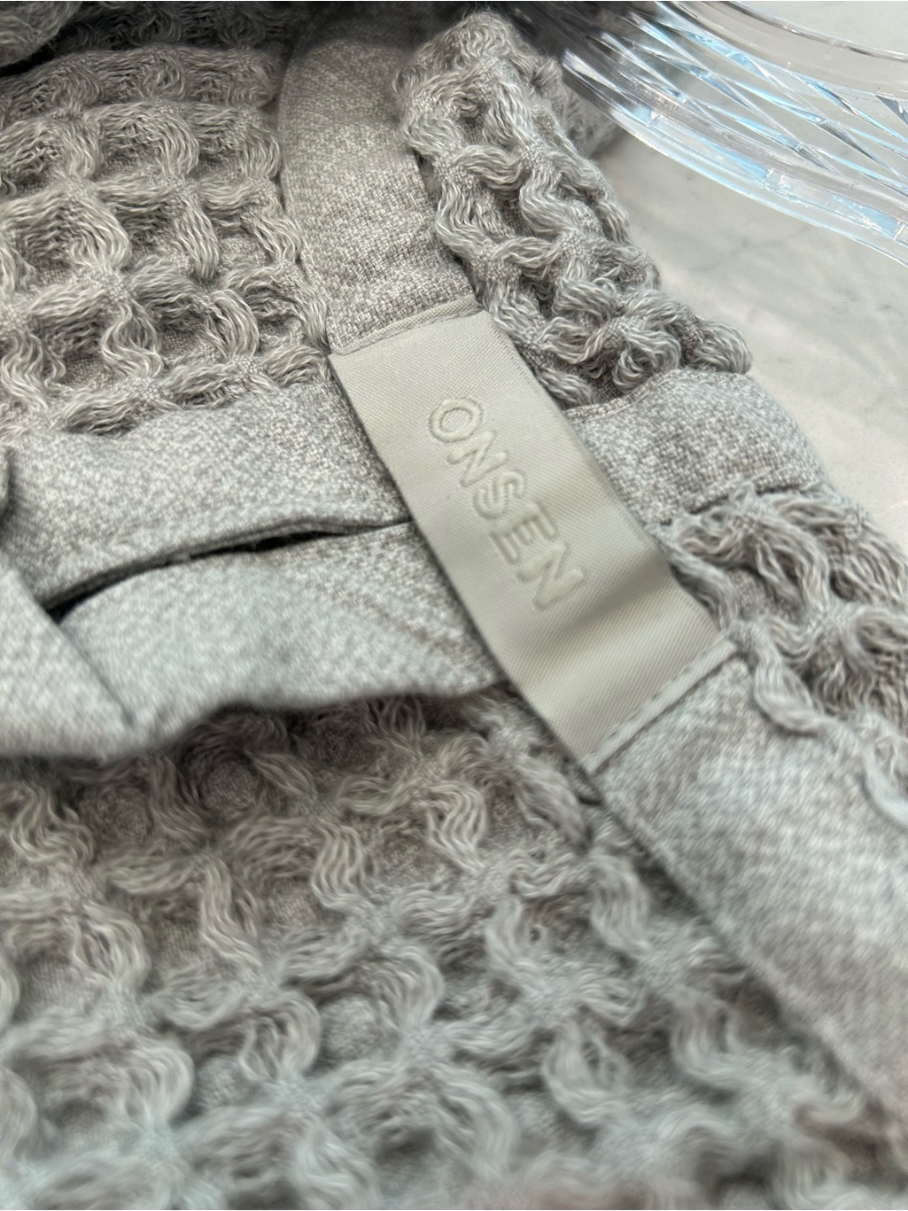 Cozy Luxury Waffle Knit Hooded Robe - Gray-Supima Cotton — image 3 of 8
